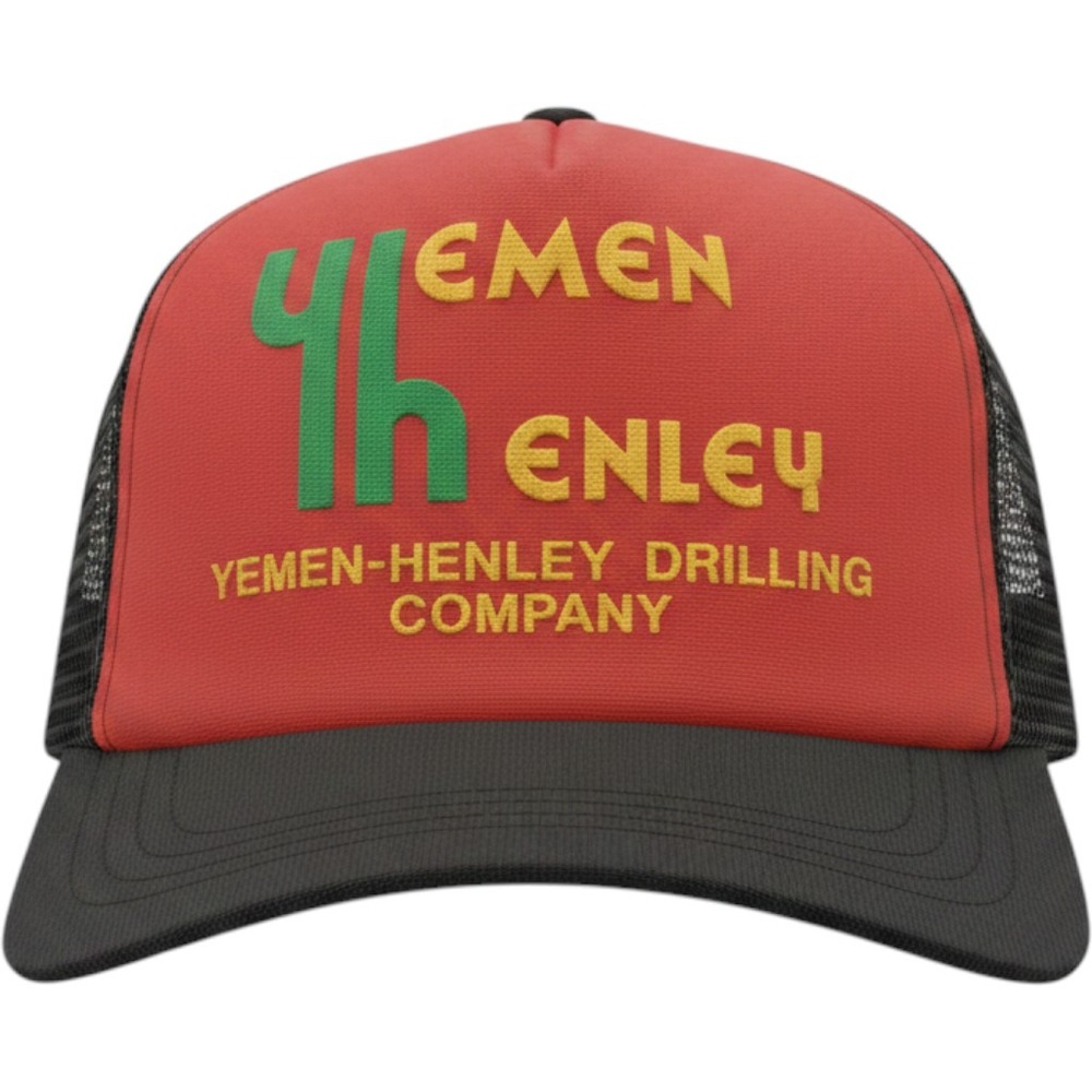 Vintage Yemen Henley Drilling Company Trucker‎ Hat Snapback Cap Red Black USA